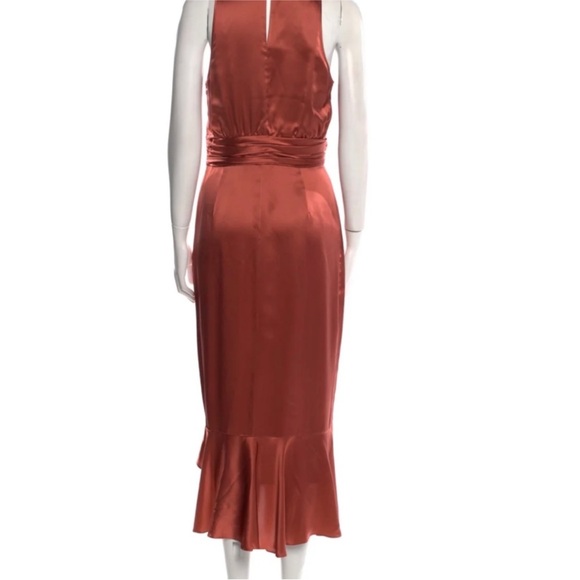 Satin Rust High Low Dress - Picture 2 of 3